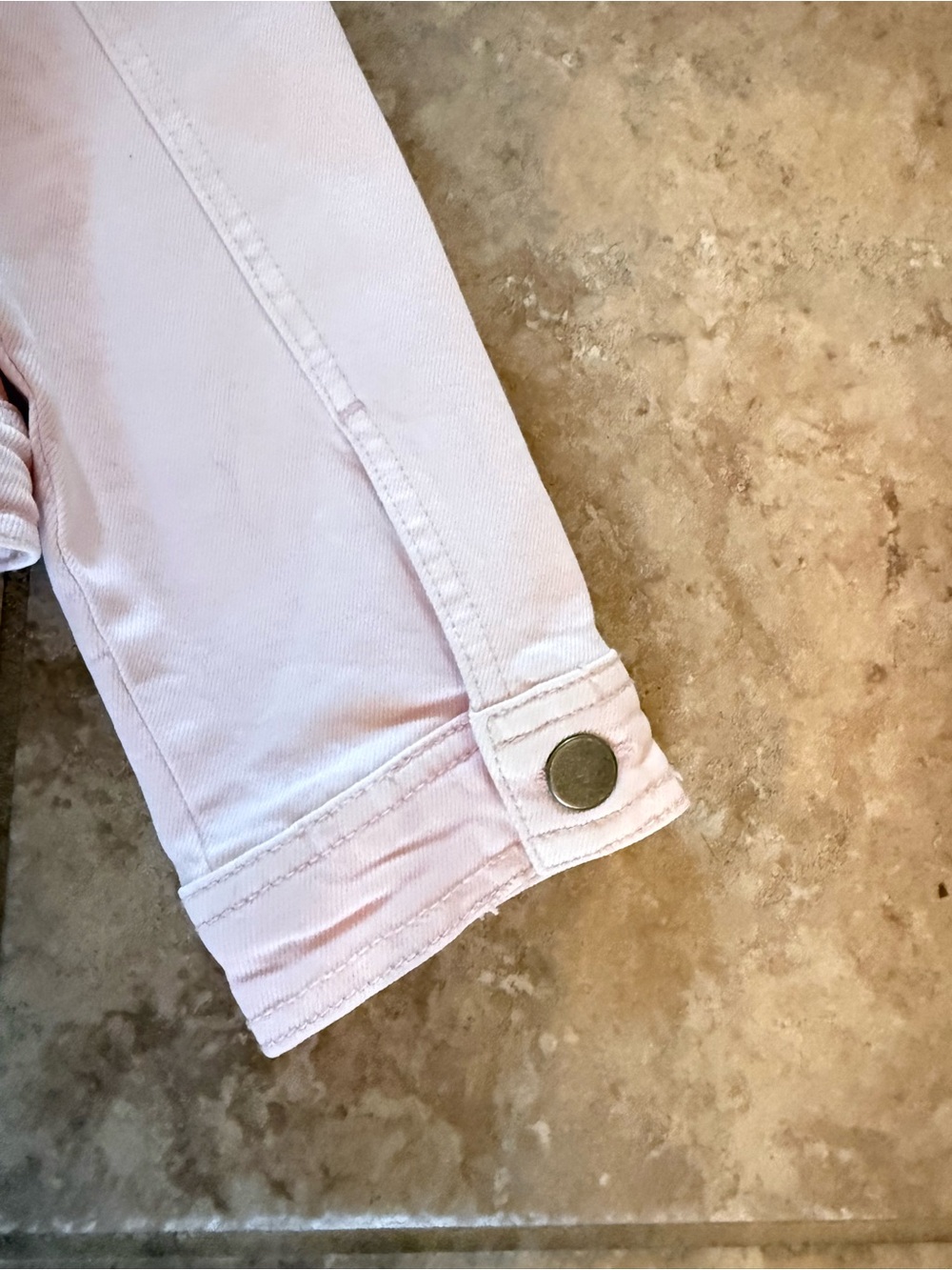 Rebecca Minkoff Blush Pink Collarless Denim Jacket- Size L- Like new - Picture 7 of 8